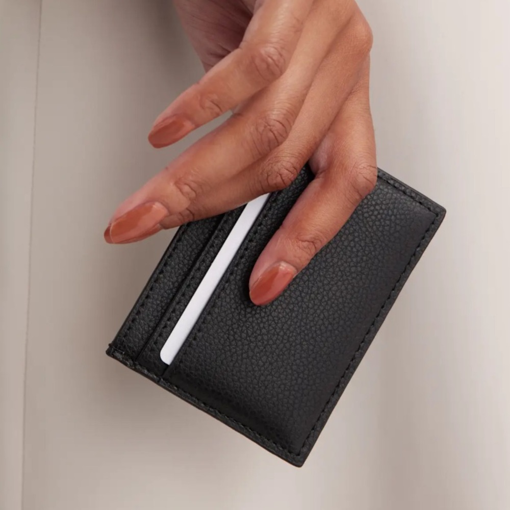 NWOT QUINCE Italian Leather Slim Card Case Black 5708
